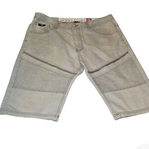 Gray Jean Shorts with Seam Details